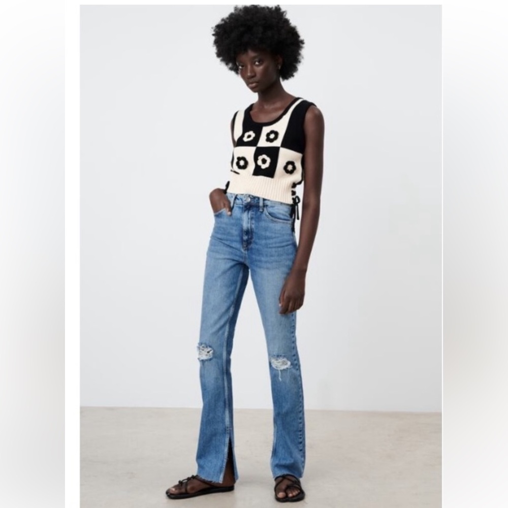 Zara slim flare high rise jeans sz 2